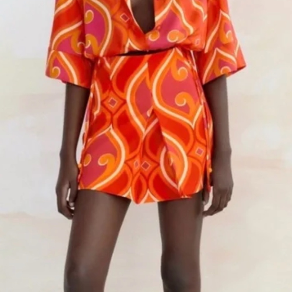 Zara Geometric Pink and Orange Skort